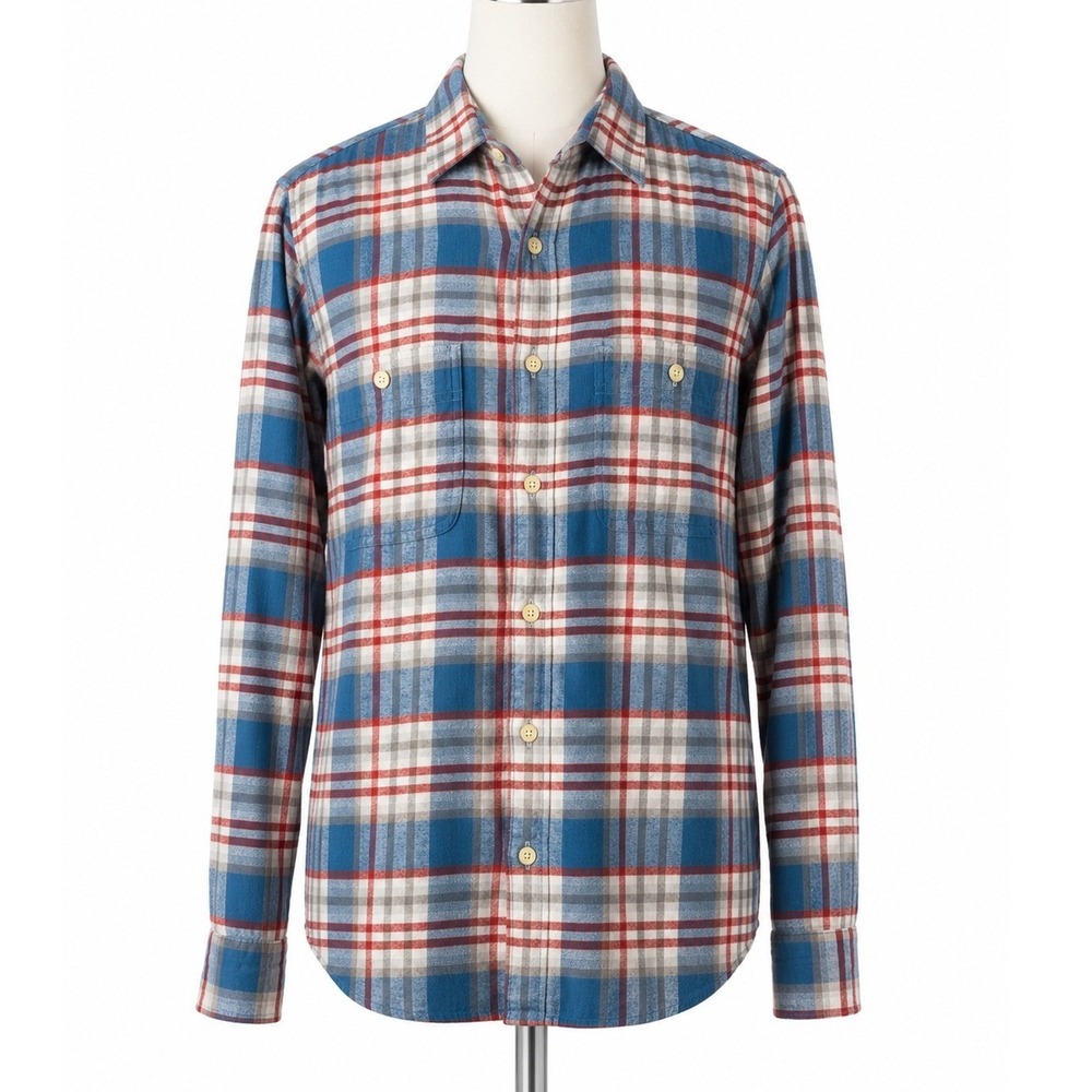 J. Crew Size S Flannel Shirt Button Down Front Blue Plaid Long Sleeve Lumberjack